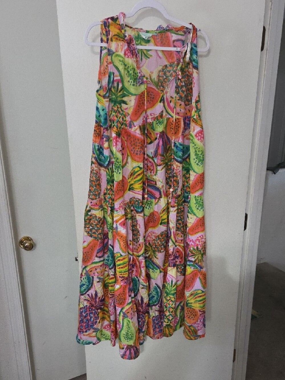 Vibrant Tropical Print Sleeveless Maxi Dress - Pink Multi